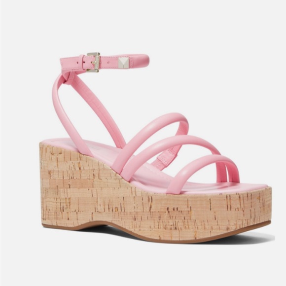 🌸NWOT MICHAEL KORS HAZEL WEDGE SHELL PINK - Picture 4 of 8